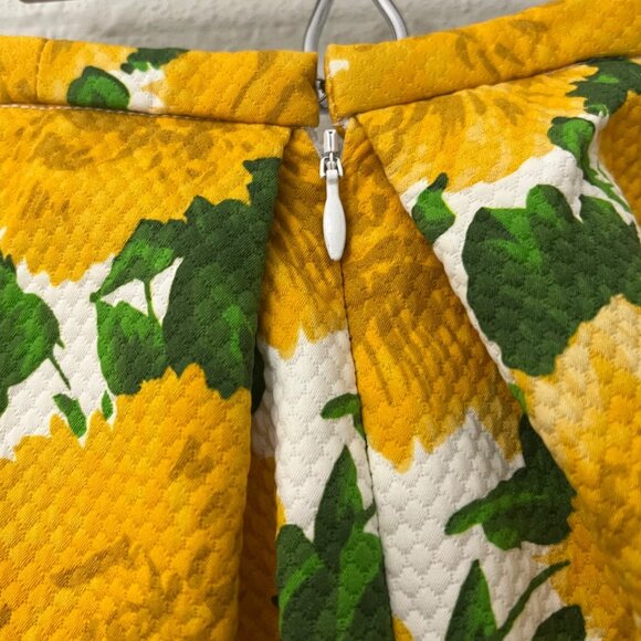Michael Kors Collection Yellow Daffodil Print Pleated A Line Skirt Womens Sz 10 - Picture 6 of 7